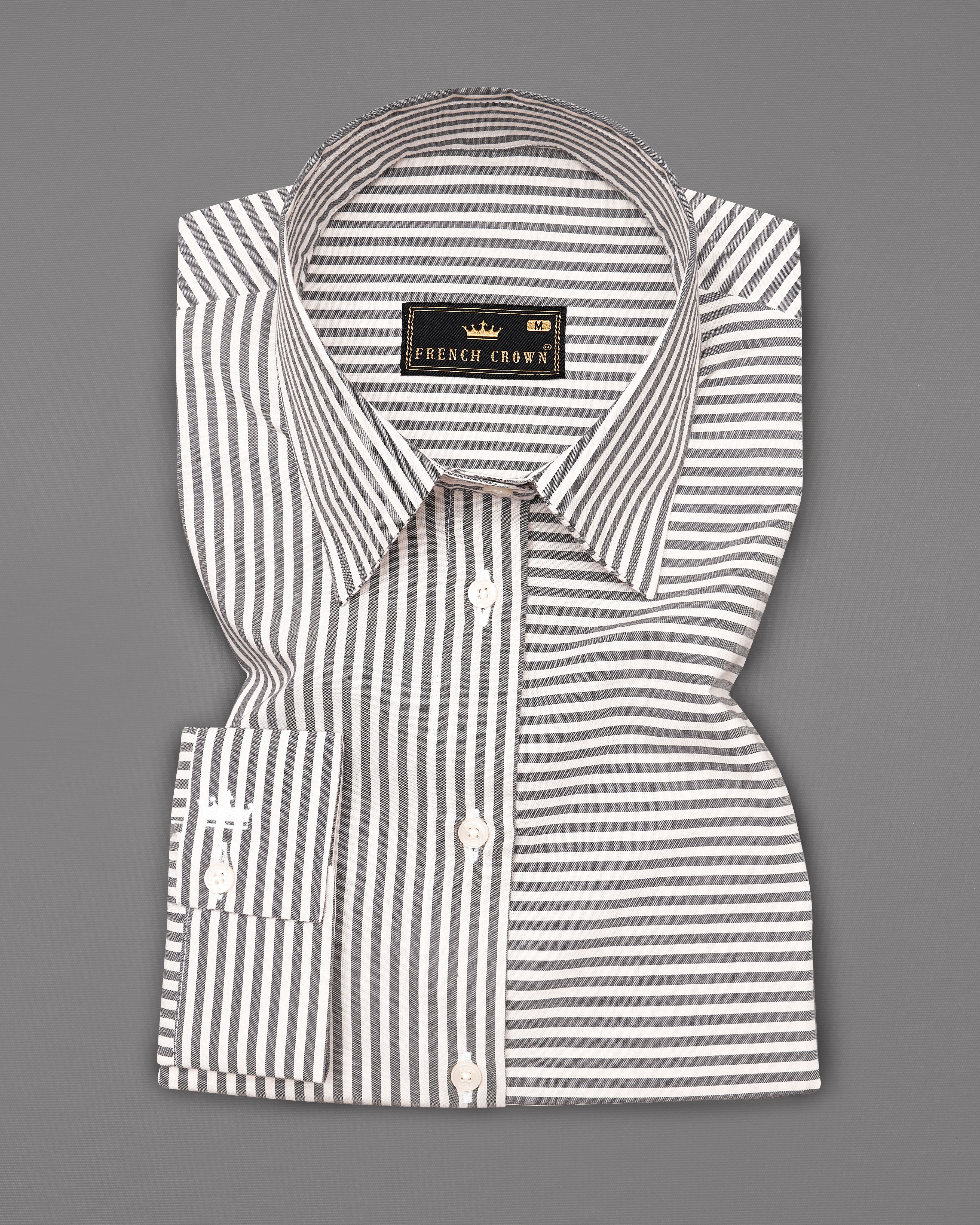 Bright White with Regent Gray Striped Premium Cotton Shirt WS032-32, WS032-34, WS032-36, WS032-38, WS032-40, WS032-42