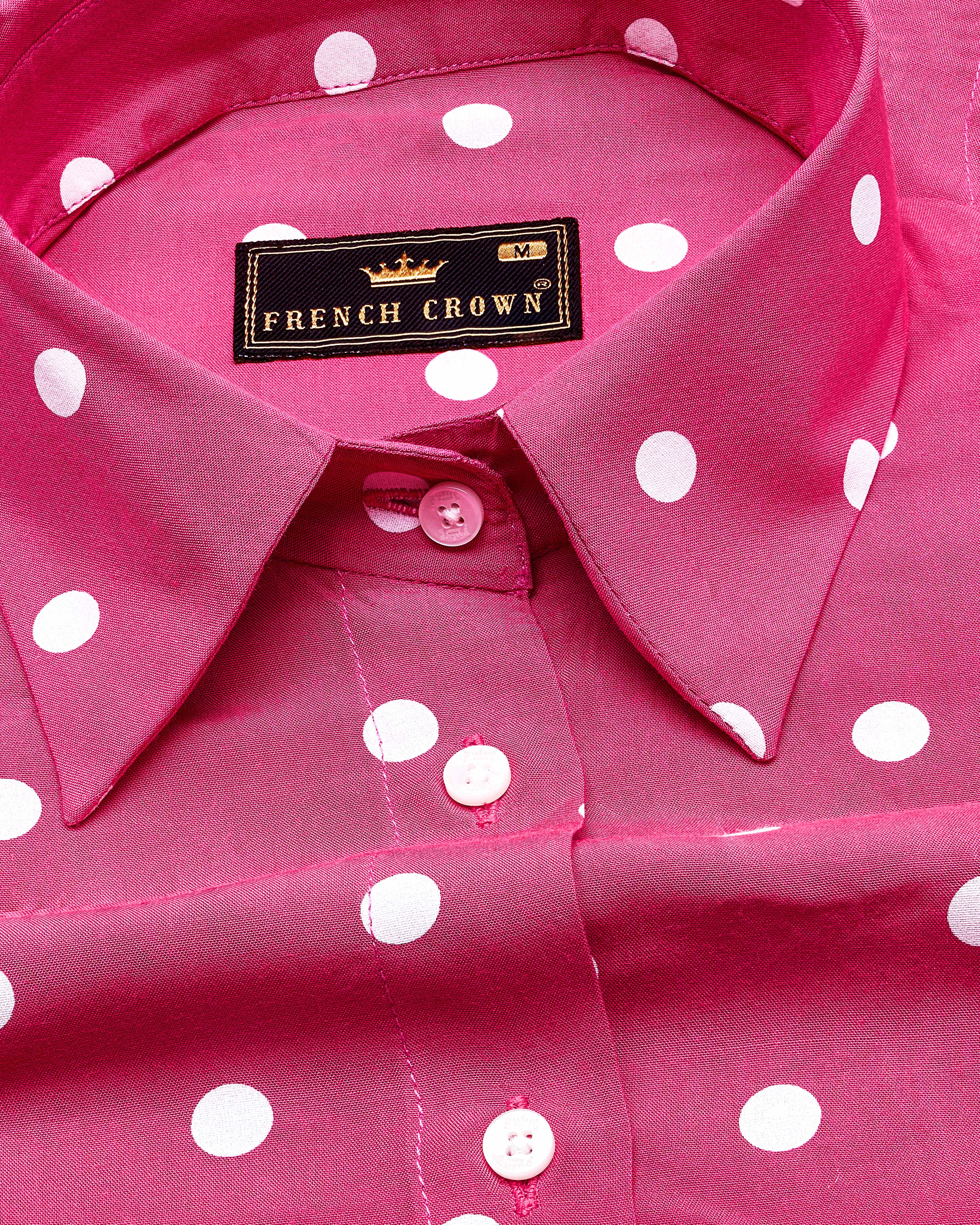 Rhino Pink Polka Dotted Premium Tencel Shirt WS036-32, WS036-34, WS036-36, WS036-38, WS036-40, WS036-42