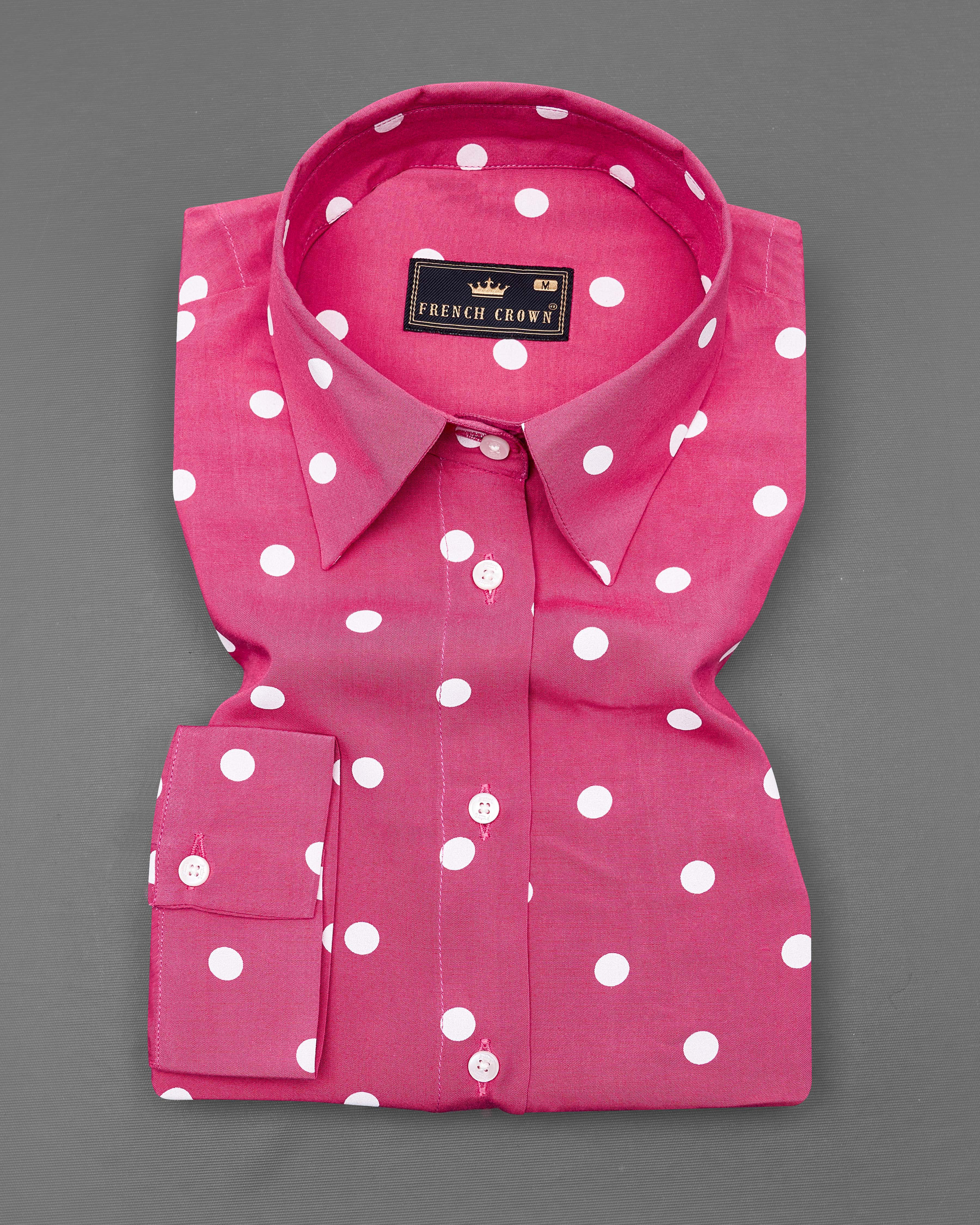 Rhino Pink Polka Dotted Premium Tencel Shirt WS036-32, WS036-34, WS036-36, WS036-38, WS036-40, WS036-42