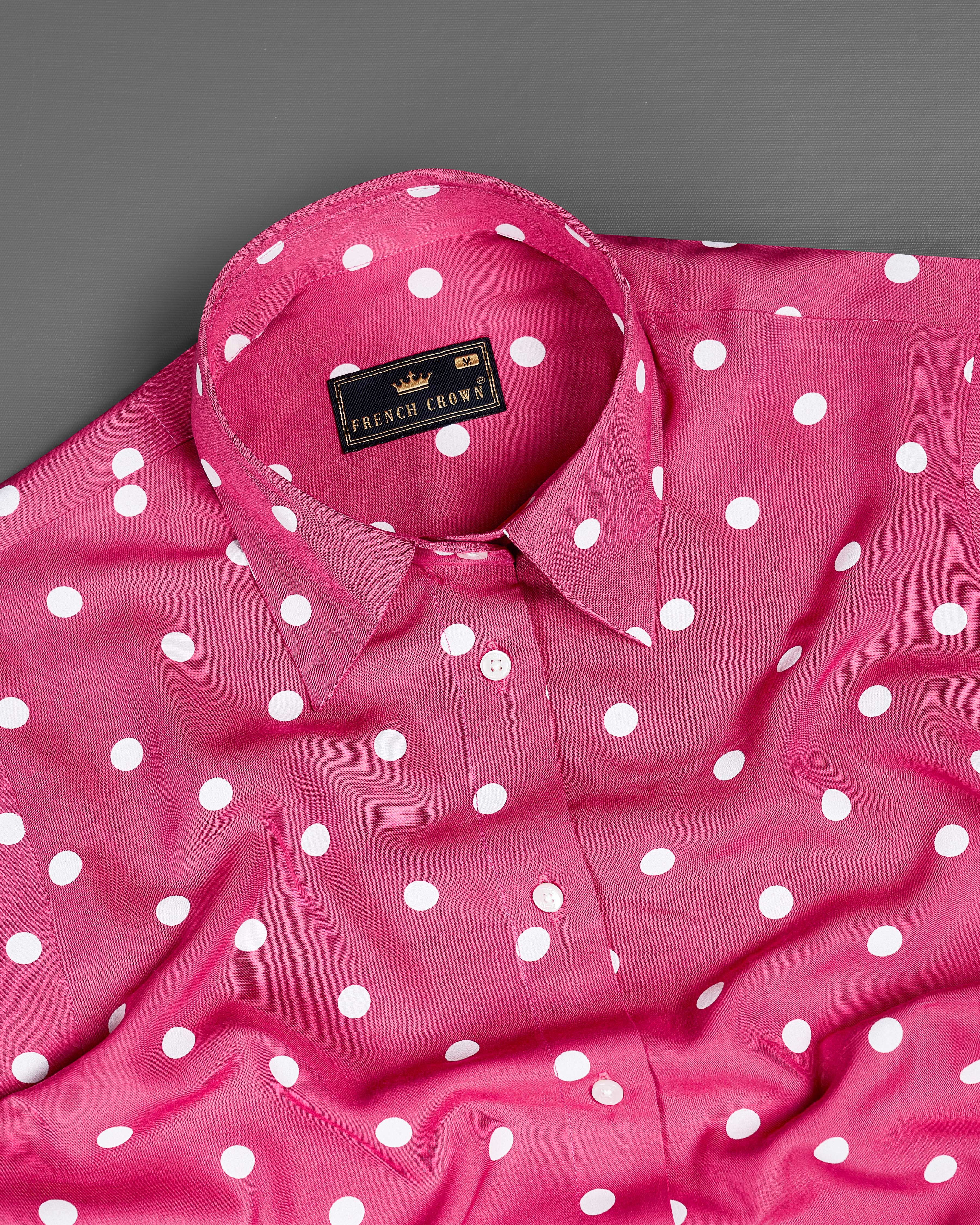 Rhino Pink Polka Dotted Premium Tencel Shirt WS036-32, WS036-34, WS036-36, WS036-38, WS036-40, WS036-42