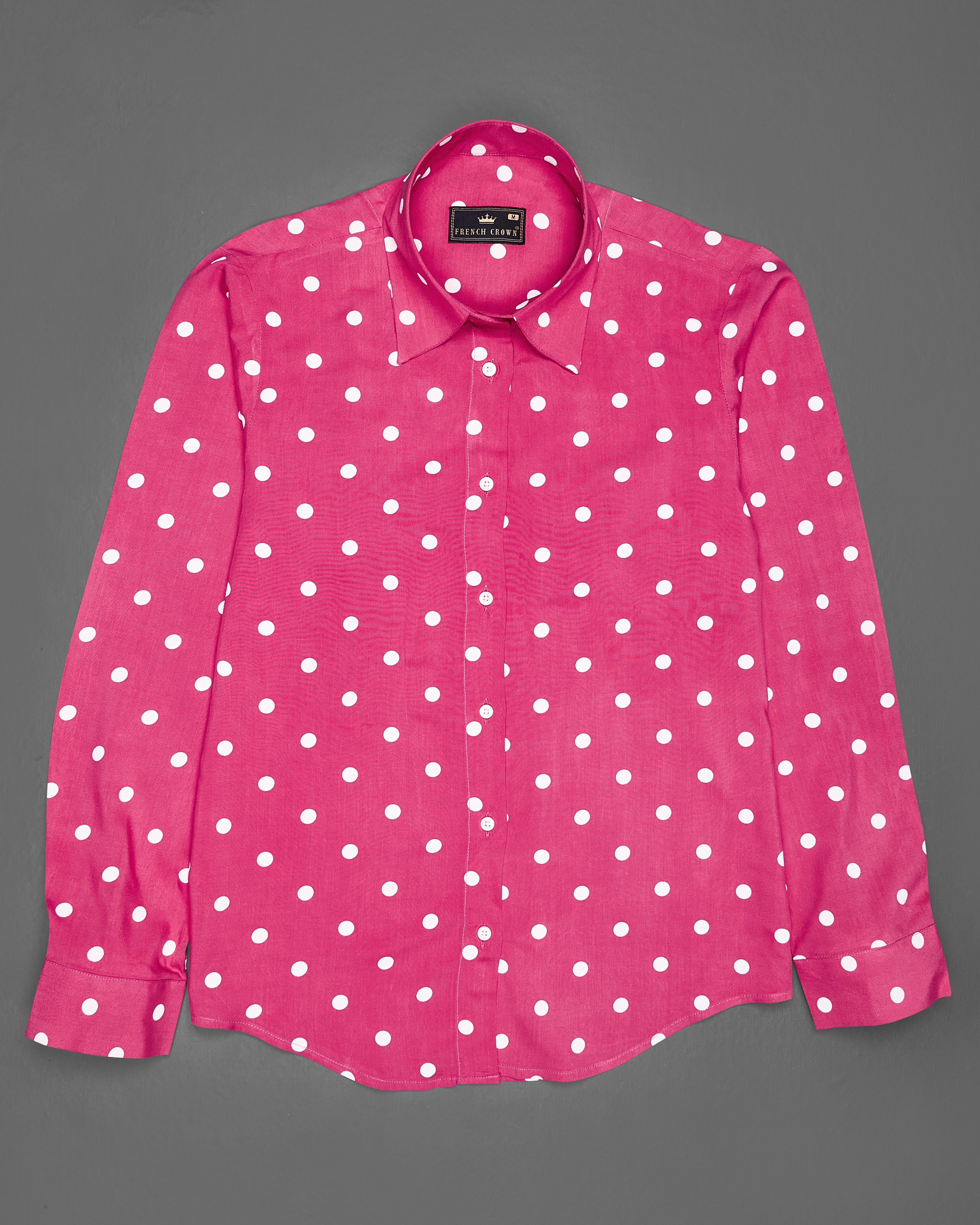 Rhino Pink Polka Dotted Premium Tencel Shirt WS036-32, WS036-34, WS036-36, WS036-38, WS036-40, WS036-42