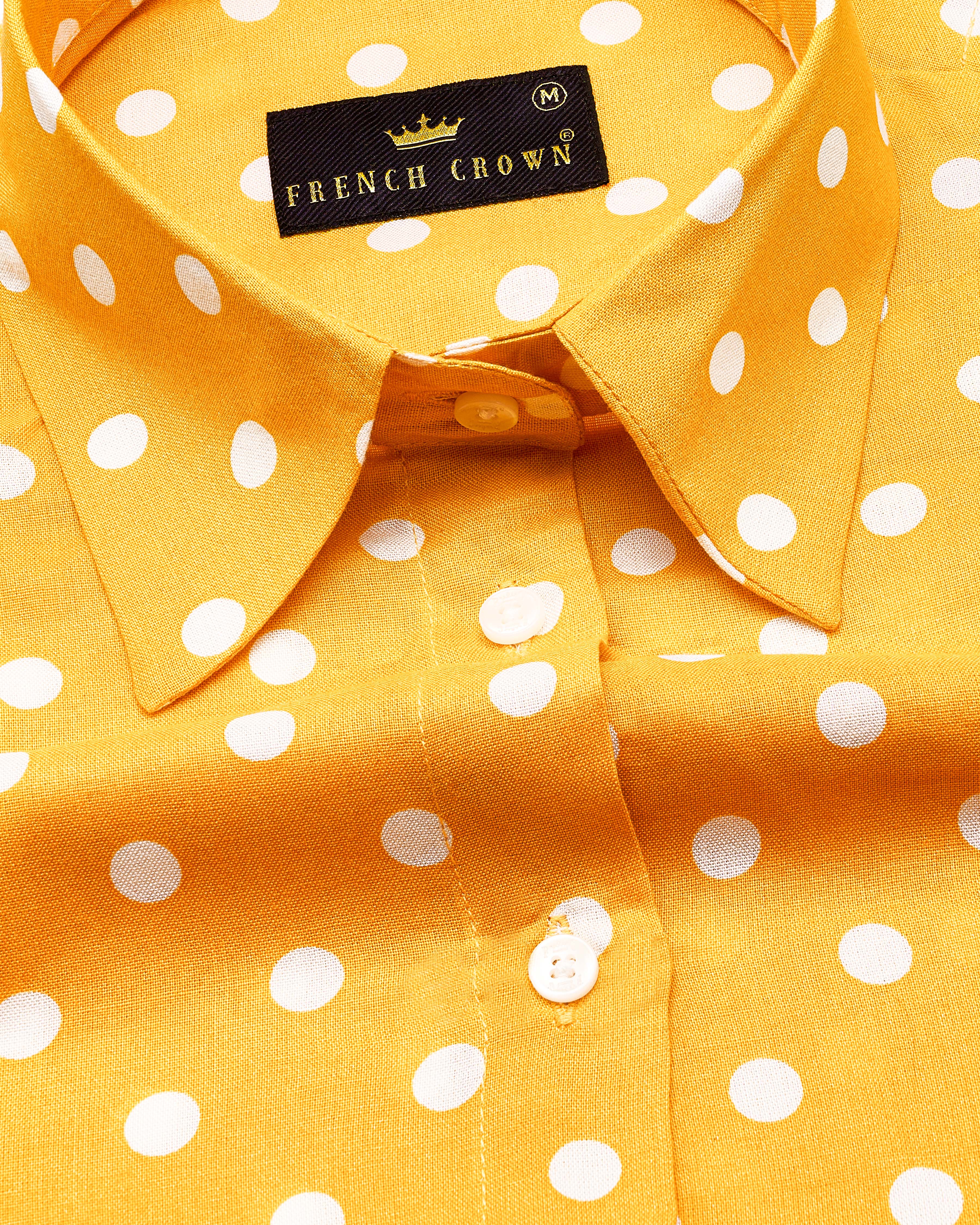 Tangerine Yellow Polka Dotted Premium Tencel Shirt WS037-32, WS037-34, WS037-36, WS037-38, WS037-40, WS037-42