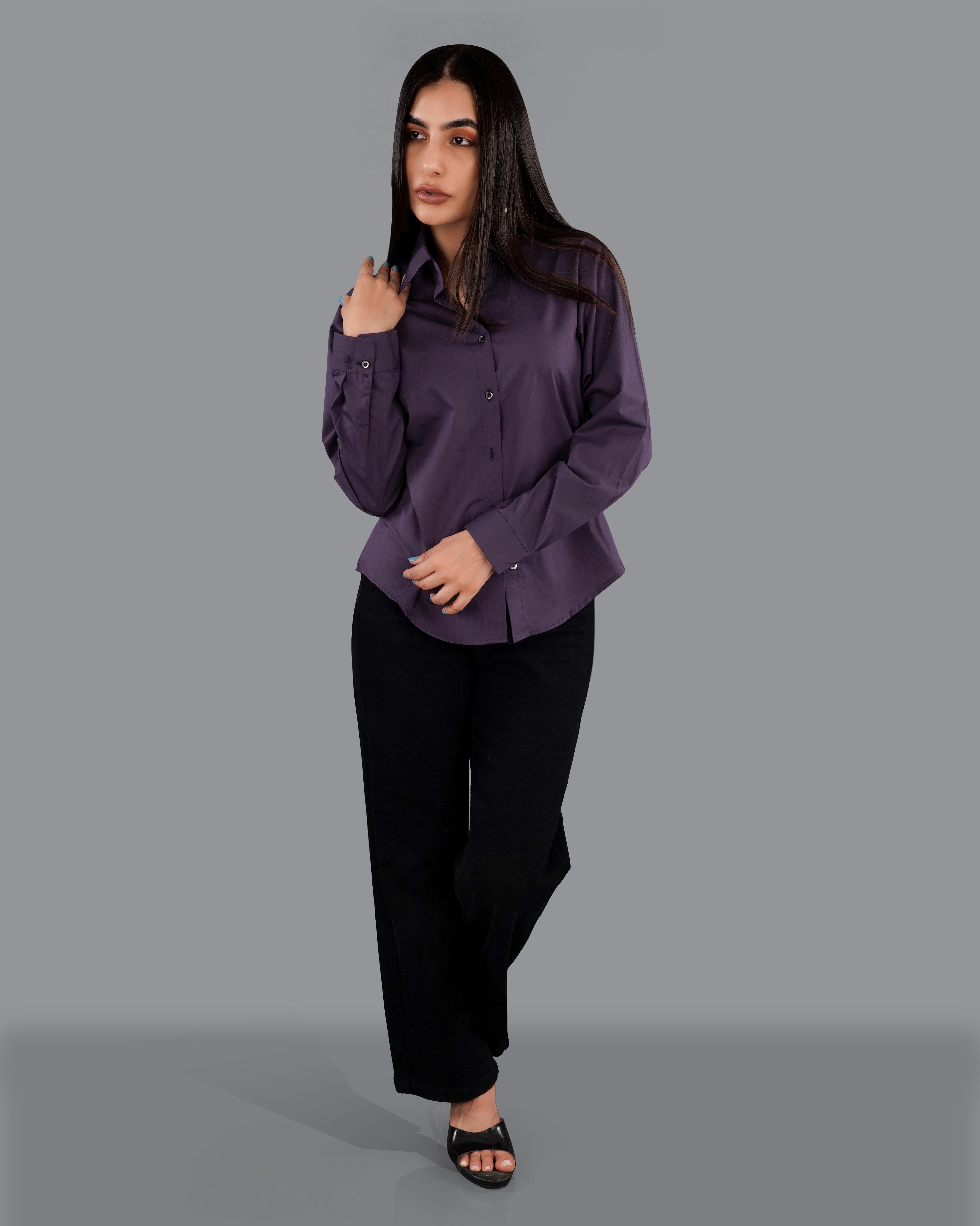 Thunder Violet Premium Cotton Shirt WS038-BLK-32, WS038-BLK-34, WS038-BLK-36, WS038-BLK-38, WS038-BLK-40, WS038-BLK-42