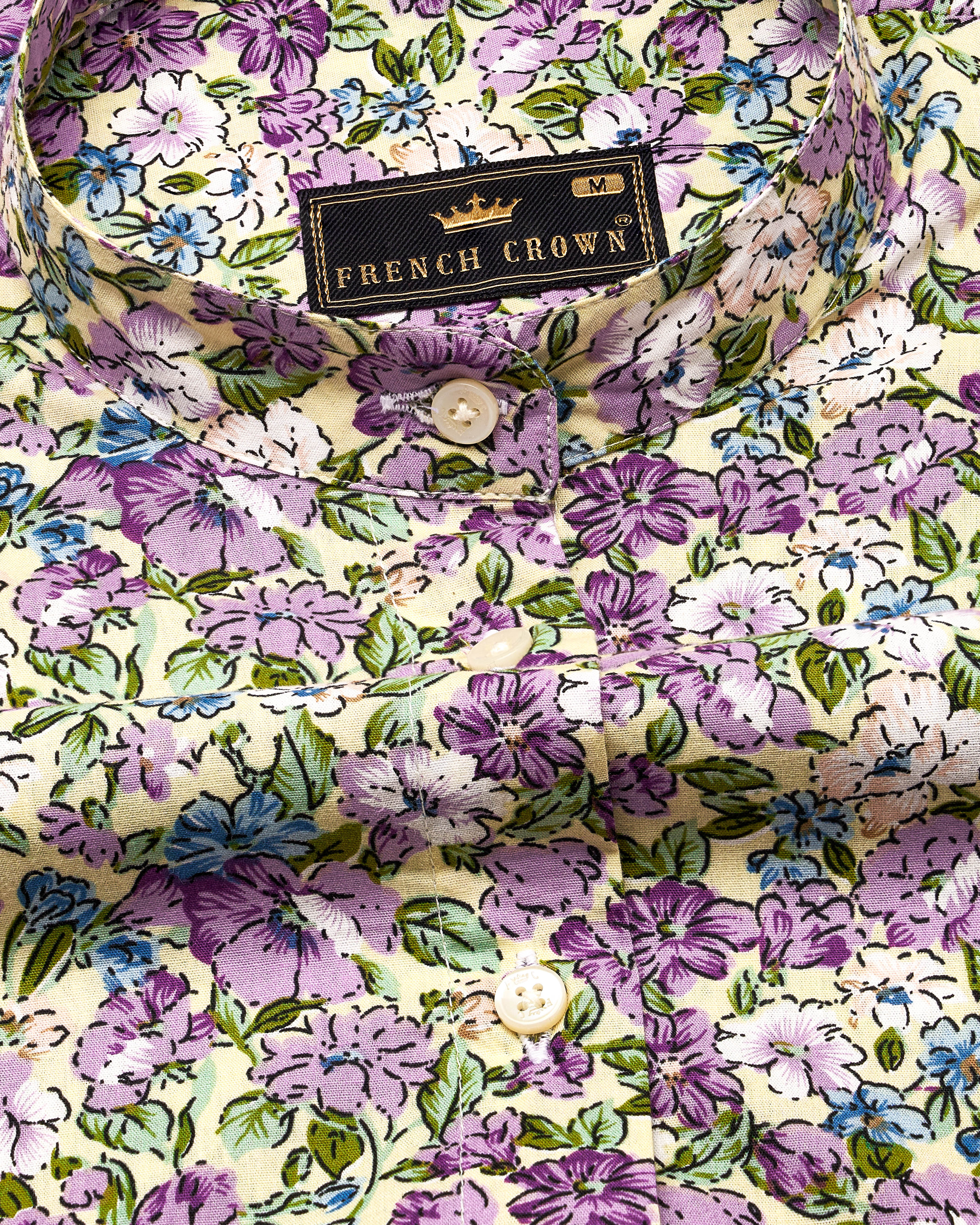 Tahuna Green with Wistteria Purple Floral Printed Premium Cotton Shirt WS041-M-32, WS041-M-34, WS041-M-36, WS041-M-38, WS041-M-40, WS041-M-42