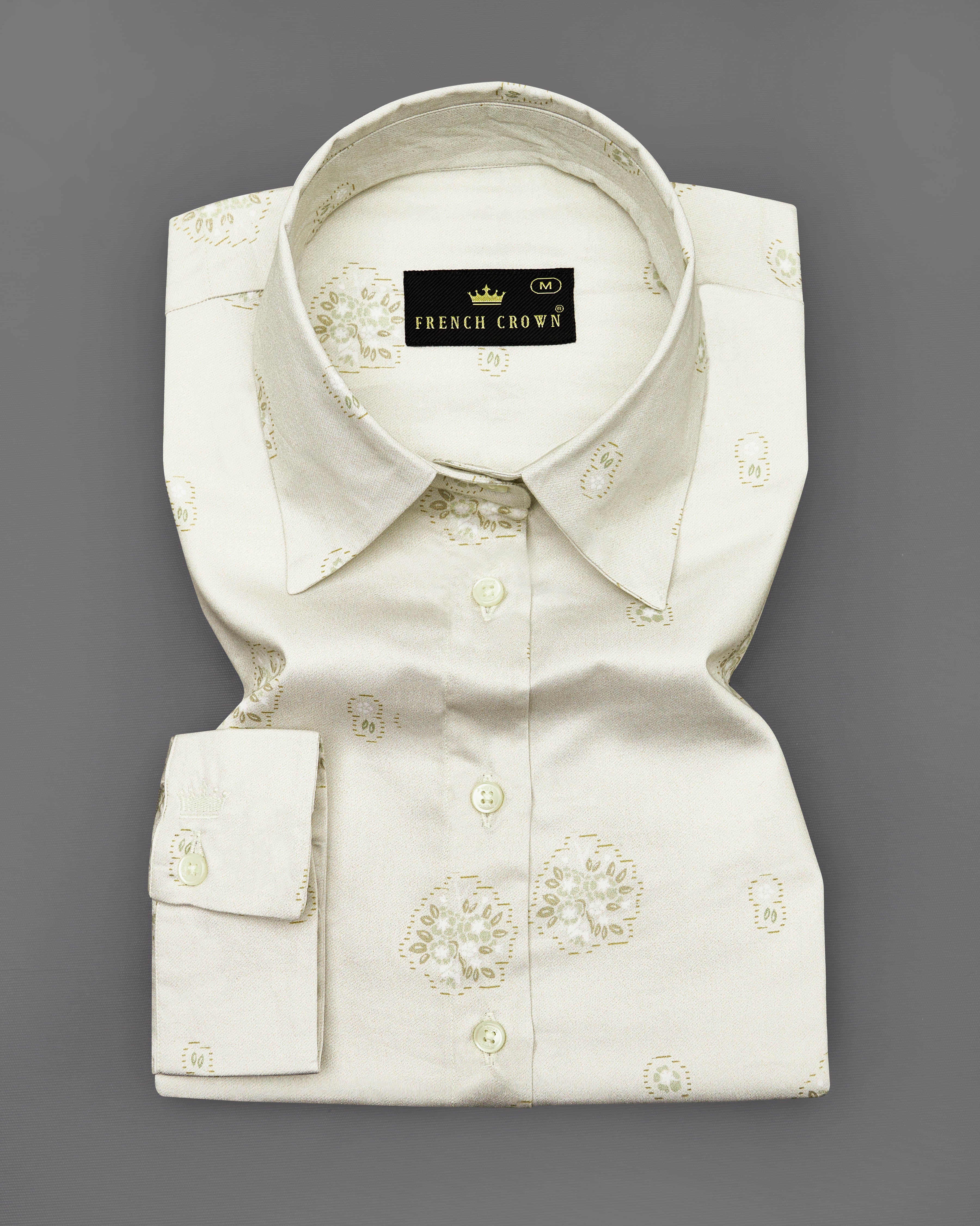 Periglacial Cream Floral Printed Premium Cotton Shirt WS042-32, WS042-34, WS042-36, WS042-38, WS042-40, WS042-42