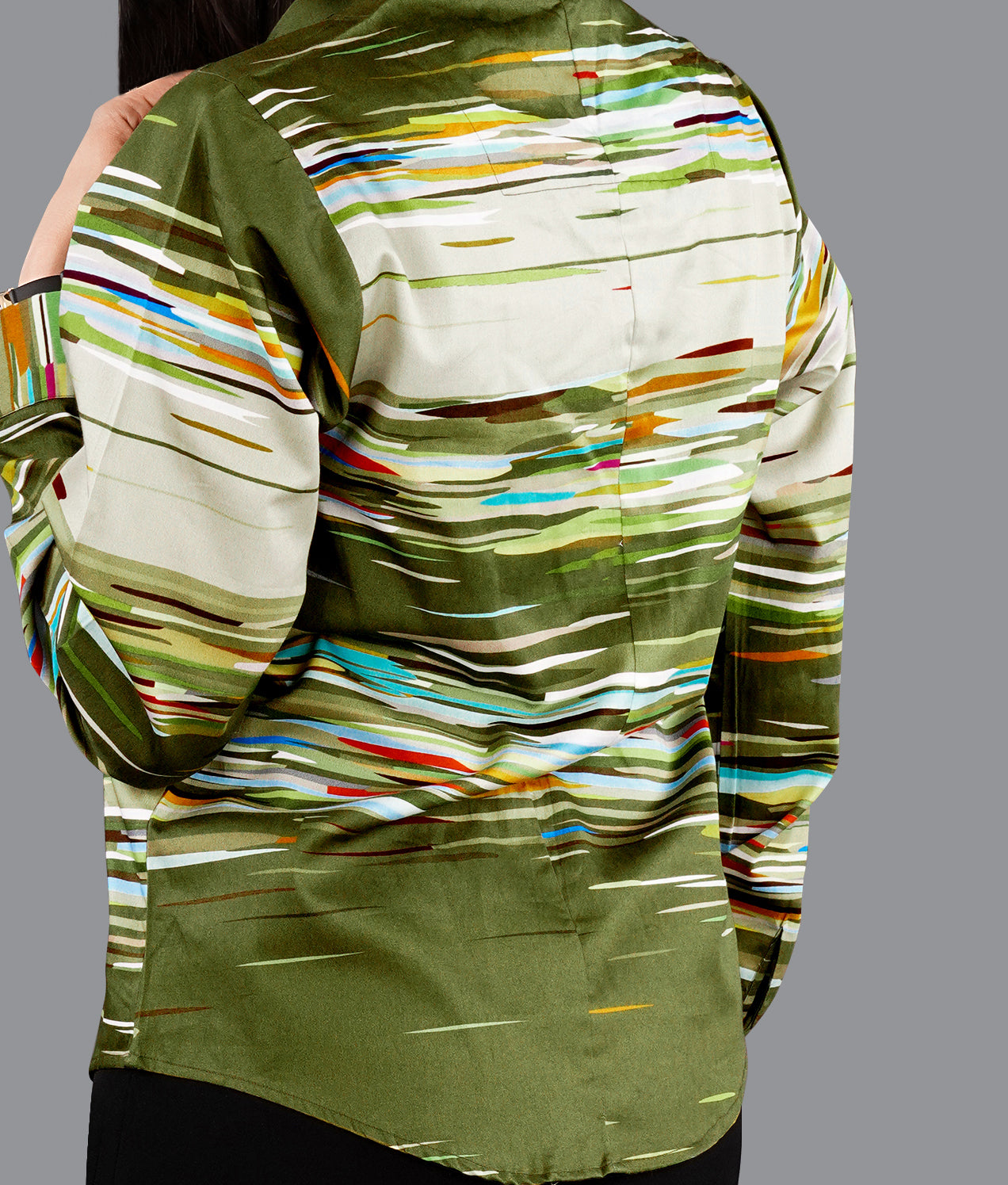 Verdigris Green Multicolour Printed Premium Tencel Shirt WS050-BLE-32, WS050-BLE-34, WS050-BLE-36, WS050-BLE-38, WS050-BLE-40, WS050-BLE-42