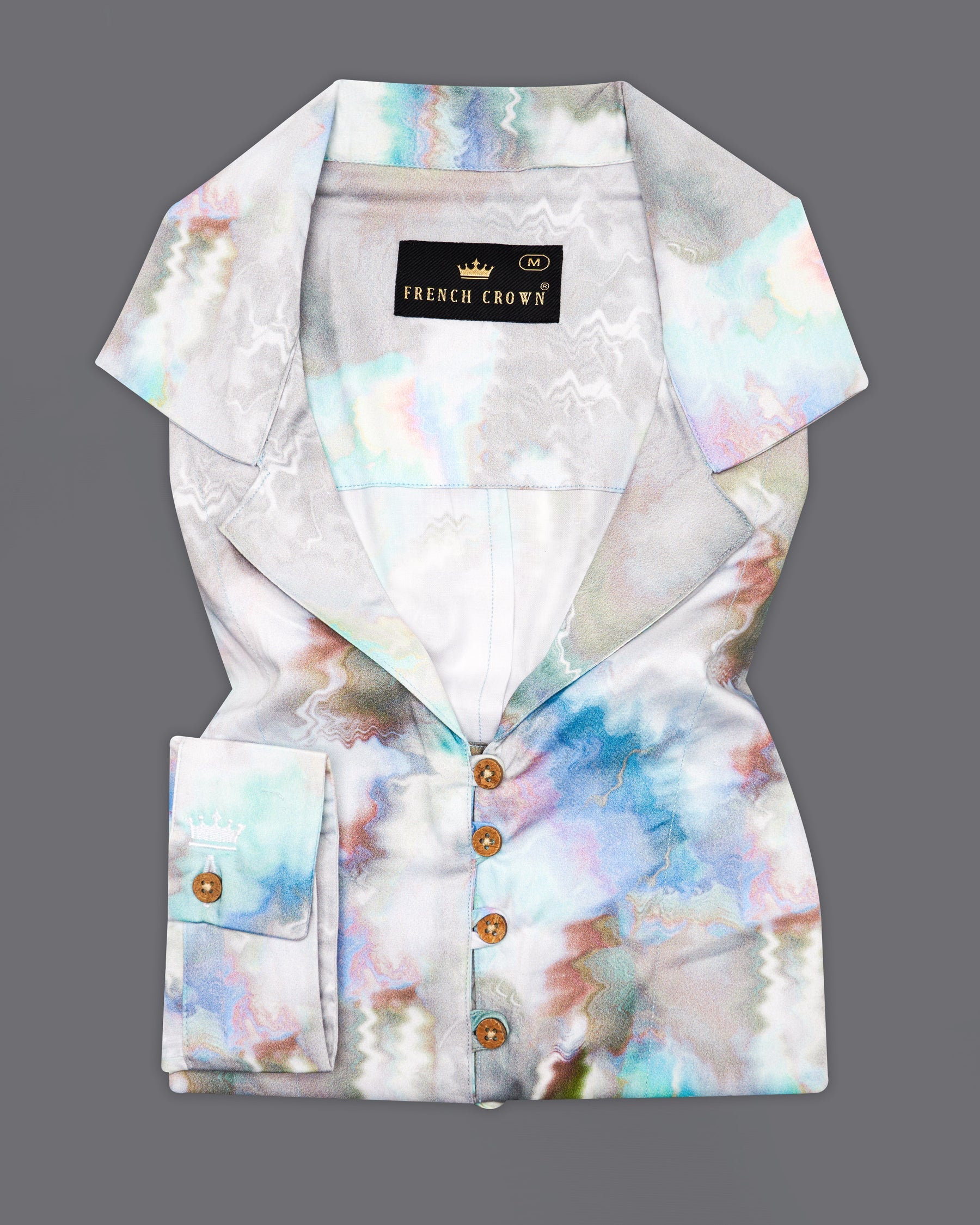 Bright White with Marble Printed Super Soft Premium Cotton Women’s Shirt WS064-32, WS064-34, WS064-36, WS064-38, WS064-40, WS064-42
