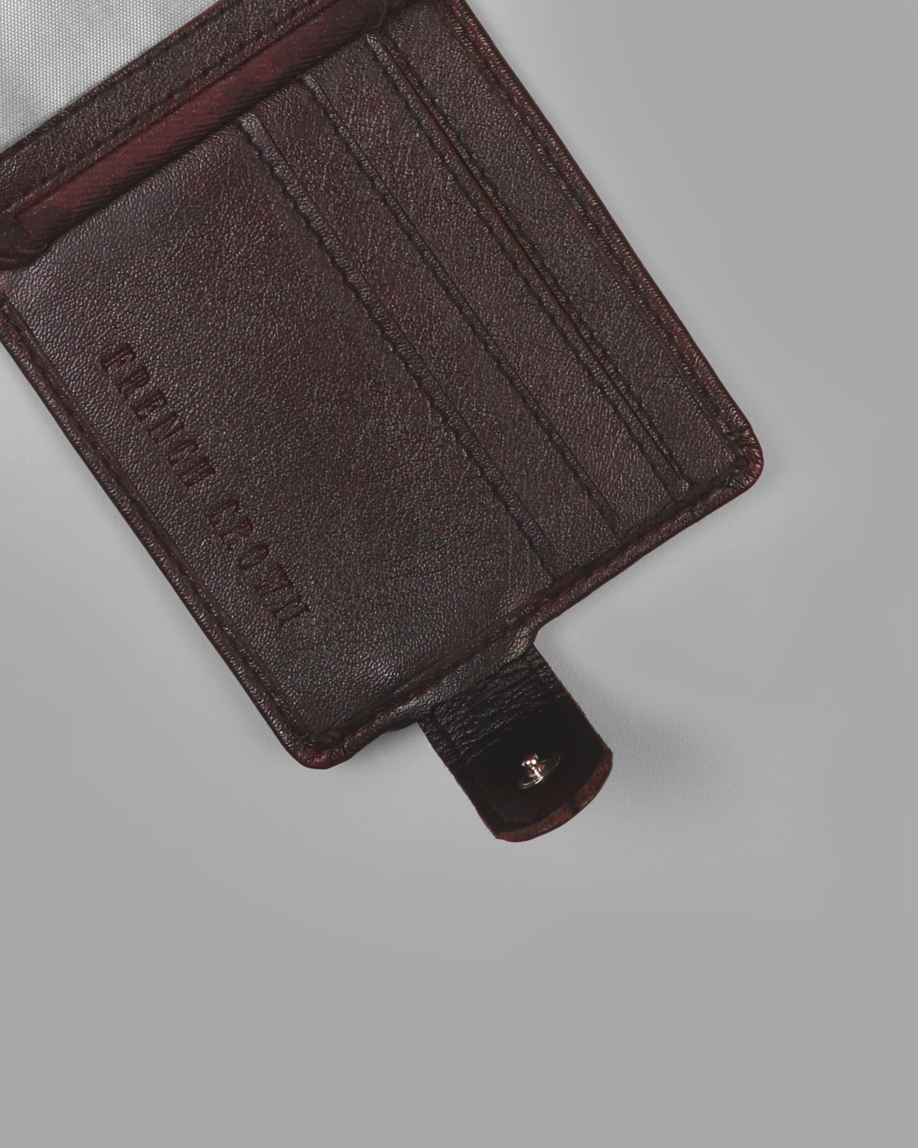 Dark Brown Ultra Slim Vegan Leather Push Button Handcrafted Card Holder WT13
