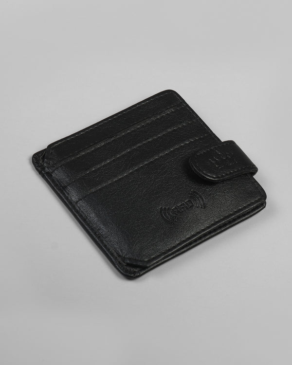 Leather Black Men's Trifold Quick Card Access Wallet/ Top 
