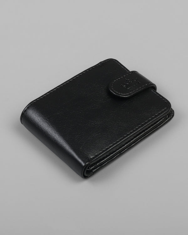 Black Push Button Vegan Leather Handcrafted Slim and Small Wallet WT19