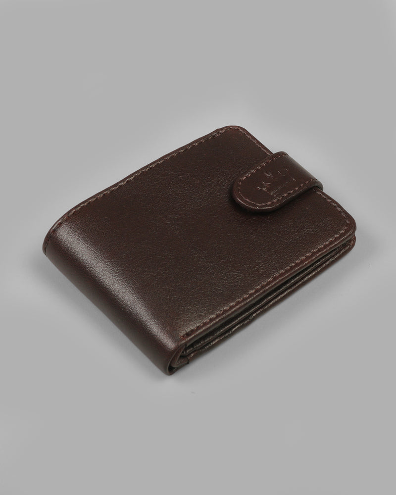 Brown Push Button Vegan Leather Handcrafted Slim and Small Wallet WT20