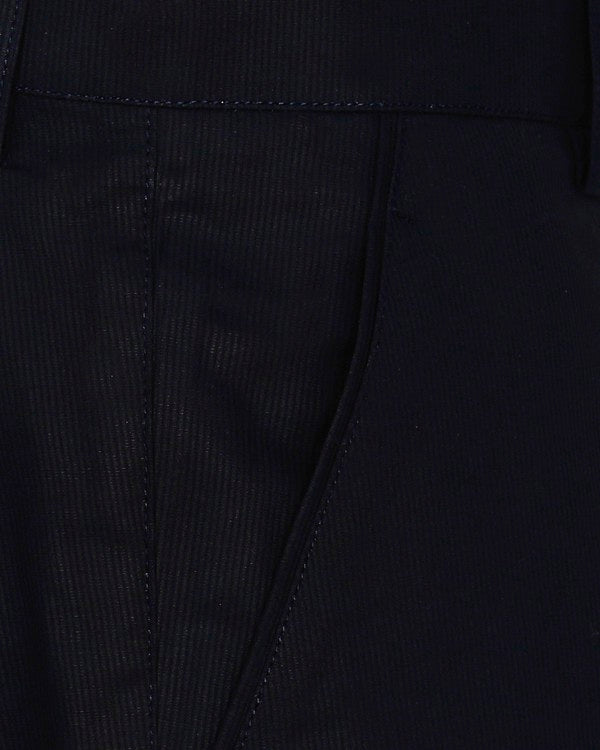 Black Stripe Textured Regular fit Cotton Pant